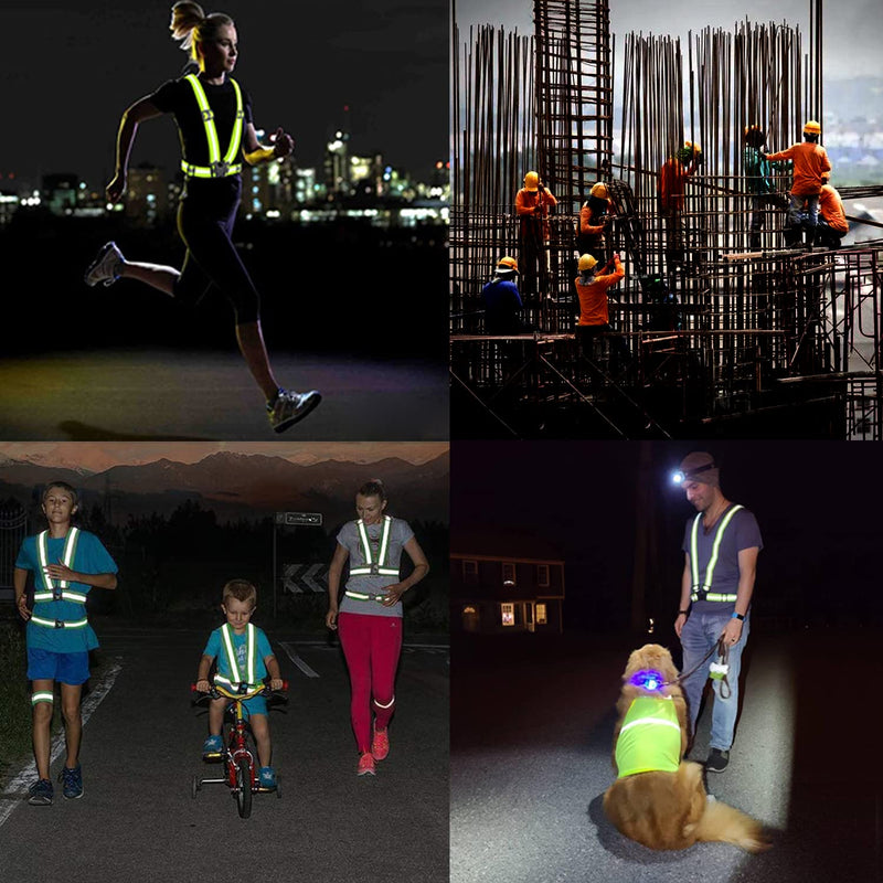 Reflective Vest Running Gear,High Visibility Adjustable Safety Vest for Outdoor Motorcycle,Dog Walking,Night Running,Hiking Color Mixing
