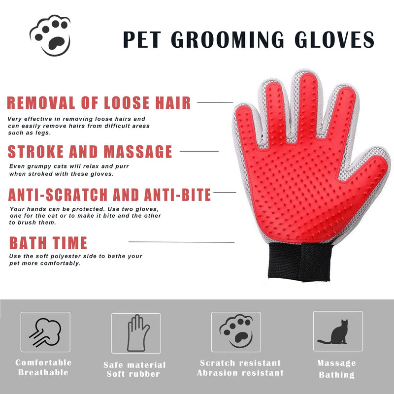 Marchul Cat Gloves Grooming, Pet Grooming Glove, Dog Hair Remover Glove, Pet Glove Brush for Cat, Dog, Horse with Long, Short Hair, 1 Pair - BeesActive Australia
