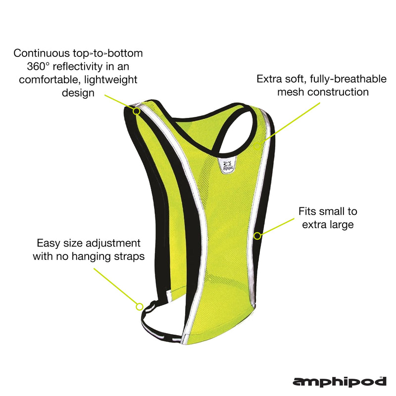 Amphipod Luminous-Lite Reflective Vest for Running, Cycling & Walking, High-Visibility Safety Vest for Low-Light Conditions for Men & Women - Yellow - OSFM - BeesActive Australia