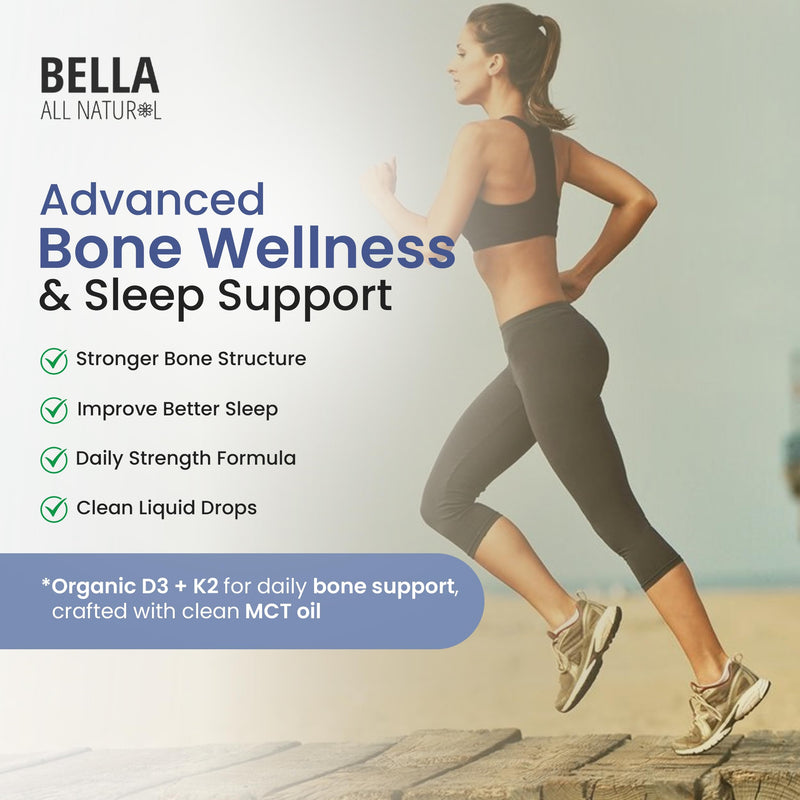 Bella All Natural Vitamin D3 K2 Drops Organic Omega 3 MCT Oil - Evening