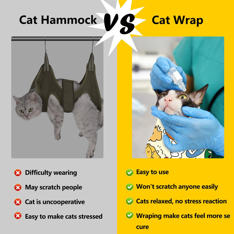 Cat Grooming Wrap,Cat Grooming Wrap for Cutting Nails Self-Adherent Cat Wrapping Blanket for Grooming Cat Grooming Supplies Cat Calming Holding Escaping Scratching Biting(Within 22lbs) XL-70*70CM - BeesActive Australia