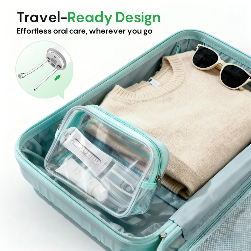 FRESKO Water Flosser with High Pulse & Constant Pressure Tech, Rechargable Oral Irrigator wih 10oz Water Tank, 2600mAh, IPX7, 4 Modes & 5 Tips for Travel
