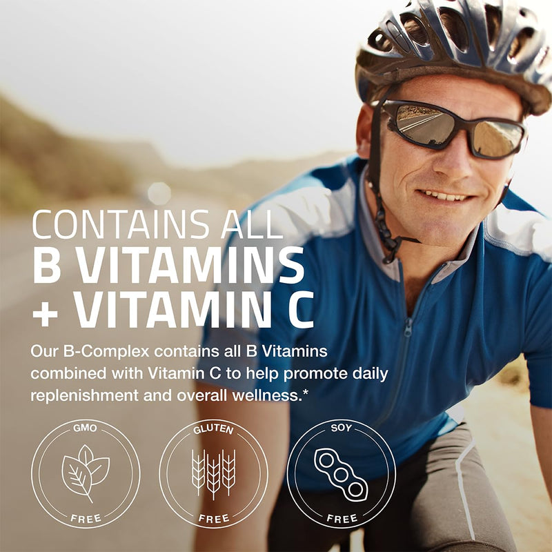 Bronson Vitamin B Complex with Vitamin C Vegetarian Capsules, 120 Count | Immune Health, Energy Support, Nervous System Support, Non-GMO, Soy-Free, Gluten-Free, Contains All B Vitamins Unflavored 120 Count (Pack of 1)