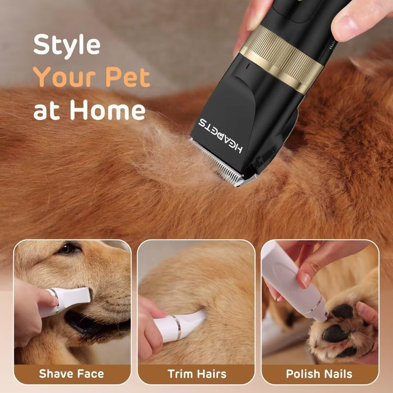 Dog Hair Clippers for Grooming Kit and Dog Paw Trimmer Nail Grinder for Grooming, Low Noise Rechargeable Cordless, Shaver Grooming Supplies for Pet Cats Dogs (Black, White) Black - BeesActive Australia