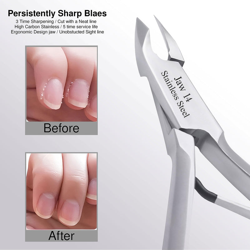 UM Supplies Cuticle Trimmer | Hangnail Remover | Extremely Sharp | Professional Cuticle Nippers | Stainless Steel | Cuticle clippers | Pedicure Manicure Tool (jaw 14) 5mm Jaw 14 - BeesActive Australia