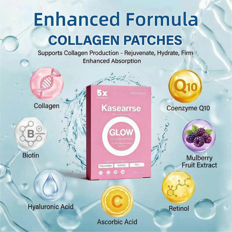 Collagen Patches for Women & Men with Vitamin C and Hyaluronic Acid -60 Patches, Premium 8-Hour Extended-Release Formula, Vegan