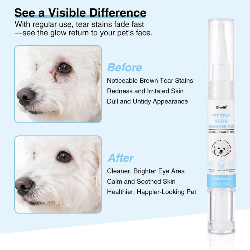 Tear Stain Remover Pen for Dogs & Cats – Aloe Formula Gentle Eye Cleaner with Soft Tip for Easy Use – Especially for White Dogs – Dog Eye Drops Alternative – Safe for Daily Use– 3 Pack