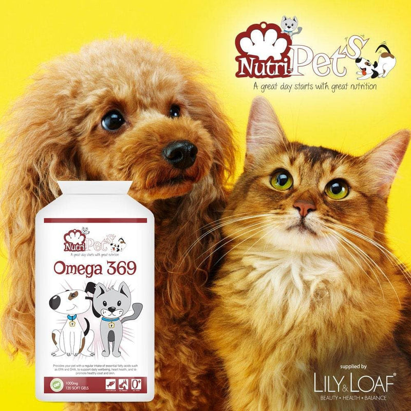Omega 369 - High Strength Premium Quality Fish Oil Complex for Cats & Dogs 1,000mg - Healthy Skin, Shiny Coat, Healthy Joints - 120 Capsules up to 240 Days Supply