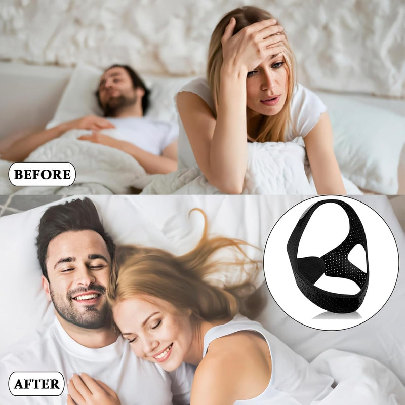 Chin Strap for Sleeping,Comfortable Anti Snoring Devices,Adjustable Breathable Chin Strap for CPAP Users for Men and Women,Simple and Effective Snoring Solution - Black M - BeesActive Australia