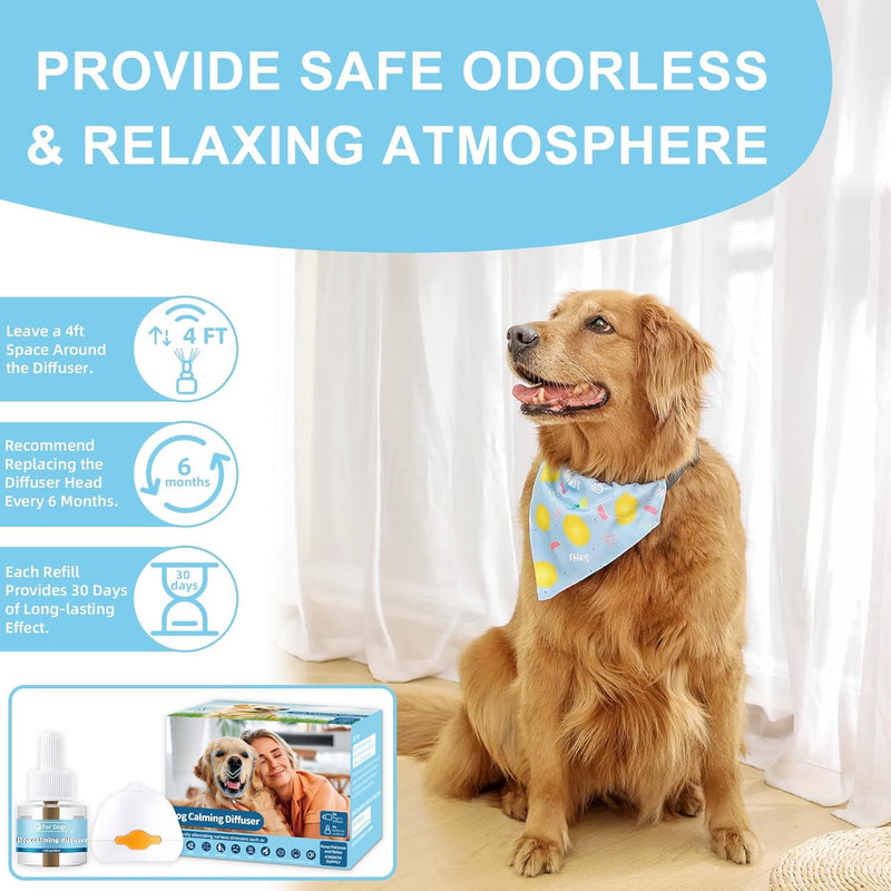 6 In 1 Dog Calming Plug in, Dog Calming Diffuser Pheromone Relaxants & Anxiety Relief, Equipped with 2 Diffusers+4 Refills, 120 Day Long Lasting Refill, Adapt for Dogs (Original Scent) Original