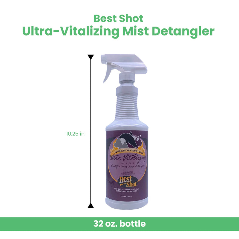 Best Shot Ultra-Vitalizing Mist Detangler and Conditioner with Pet Coat Release Technology, Moisturizing Conditioner for Dogs, Cats, and Horses, Hypoallergenic, 32 Oz. 32 oz. - BeesActive Australia