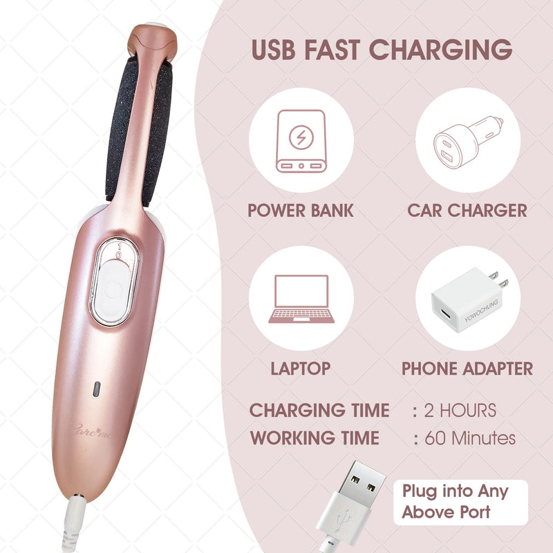 Powerful Electric Callus Remover Wand – Rechargeable Foot File, Grinder & Scrubber - Removes Dead, Hard Skin & Calluses – Best Pedicure Tool for Soft, Smooth Feet for Men & Women (Rose Gold) Rose Gold - BeesActive Australia