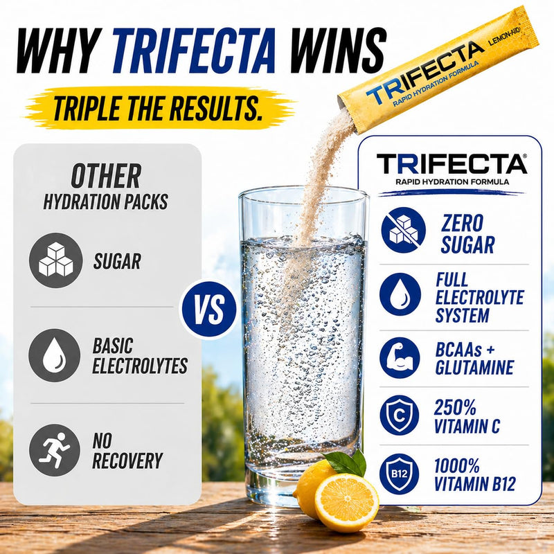 4D Trifecta Hydration + Recovery Drink Mix | Electrolytes + BCAAs + Vitamins | Sugar-Free | 15 Stick Packs
