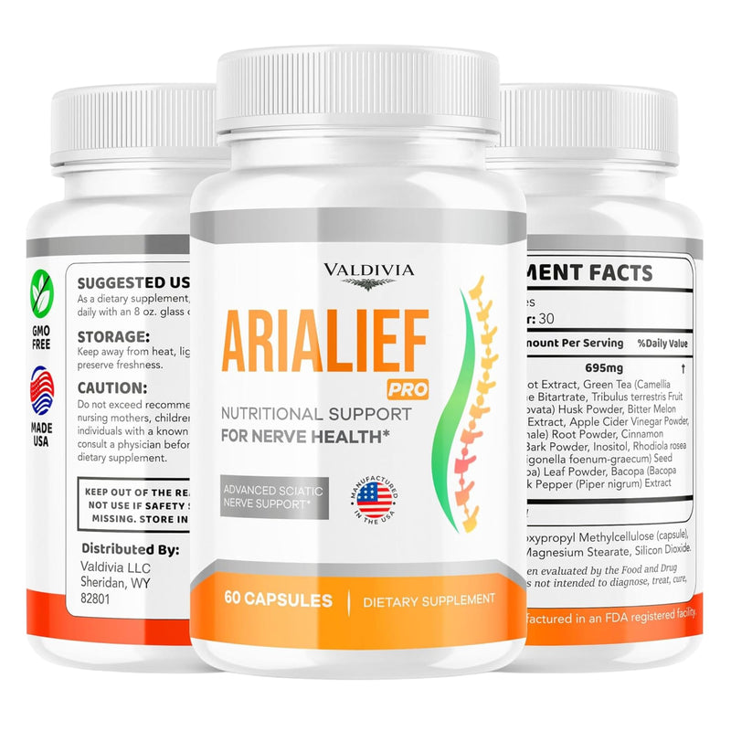 Valdivia (2 Pack) Arialief Pro Capsules for Sciatica, Arialeaf Nutritional Support for Nerve Health, Arialeaf Prime Palm Sciatica, Aria Leaf Primepalm Aria LIEF Vitamin, 2 Months 120