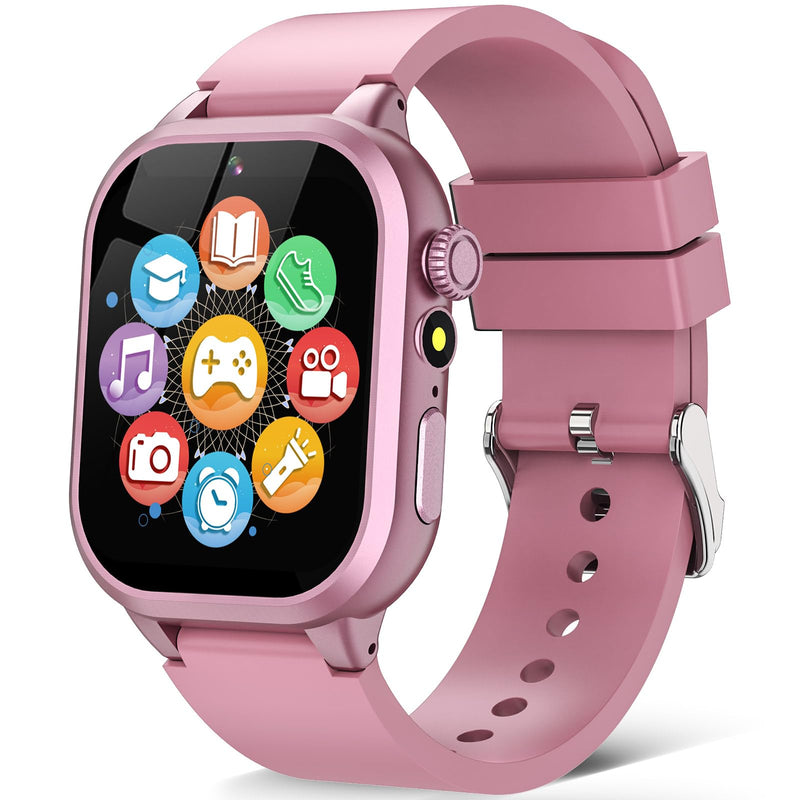 OVV Kids Game Smart Watch 1.54" HD Touch Screen, 30+ Educational Games, Camera, Pedometer, Alarm, MP3 Player, Auidobook, Learn Card,Time Tools, Parental Control, Wrist Watches for Boys Girls Age 4-12 Pink - BeesActive Australia