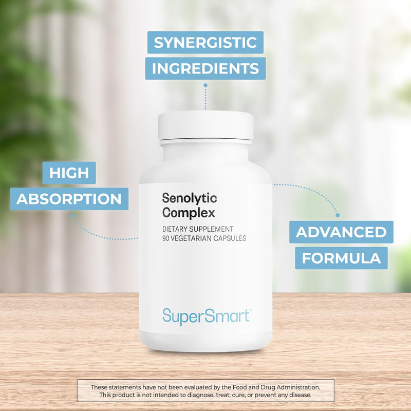 Supersmart Senolytic Complex (Advanced Formula) - with Fisetin, Quercetin, Bromelain - Patented Ingredients - Senolytic Supplement | Non-GMO & Gluten Free - 90 Vegetarian Capsules