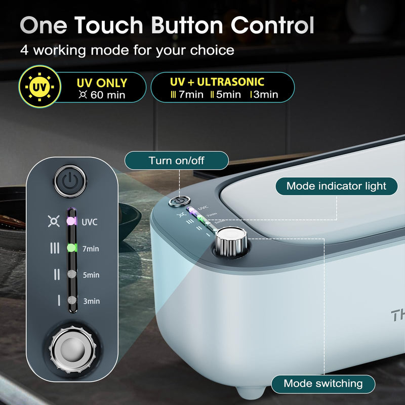 Ultrasonic Jewelry Cleaner, Smart Variable Frequency 47KHz - 50KHz Grey