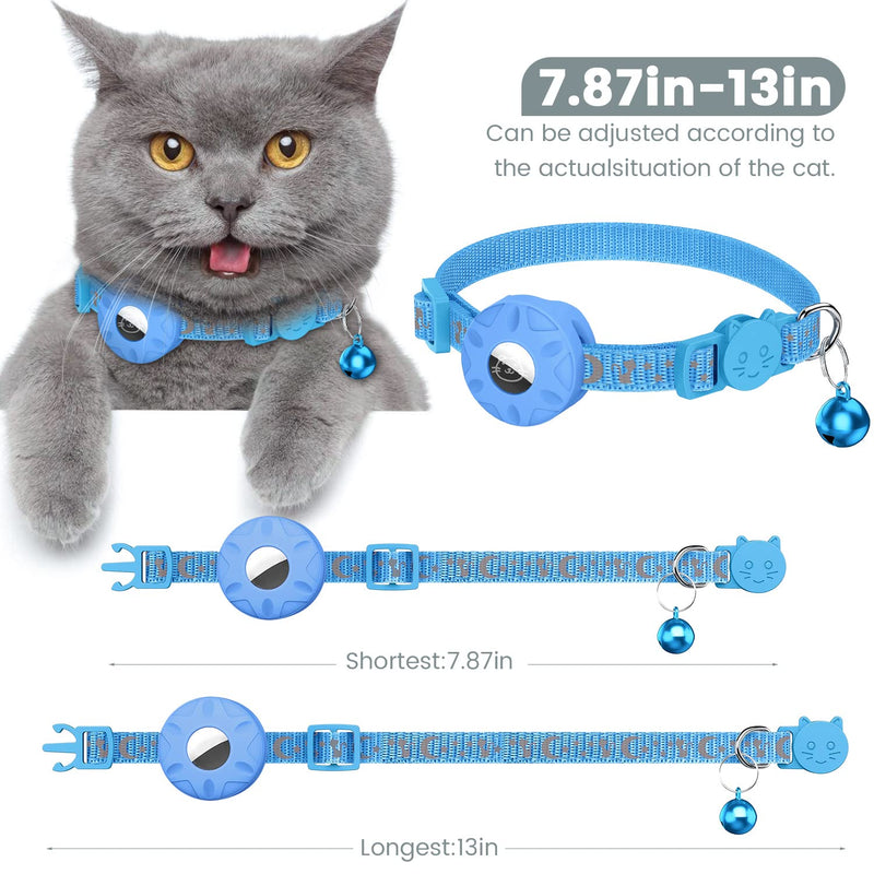 Airtag cat collar, integrated cat collar Airtag with AirTag holder and bell, reflective cat collar with breakable safety buckle for kittens puppies (blue) blue - BeesActive Australia