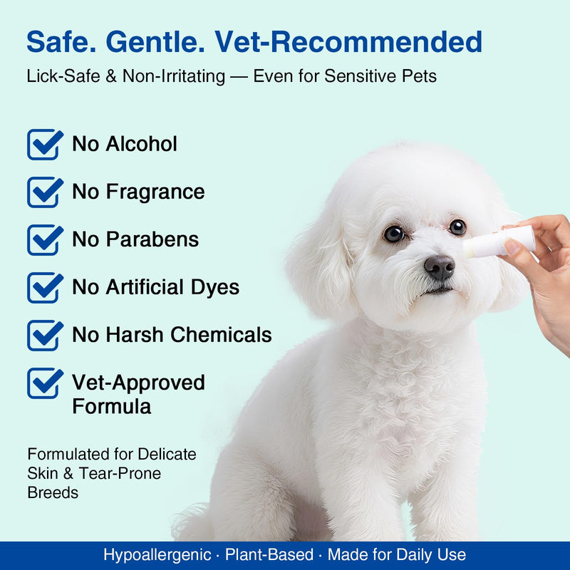 Tear Stain Remover Balm for Dogs & Cats – Vet-Recommended Natural Eye Stain Cleaner Stick, Gentle & Safe Formula – Removes Tear Stains & Prevents New Ones Pet Eye Cream Cleaner for Wrinkle, Face 6g