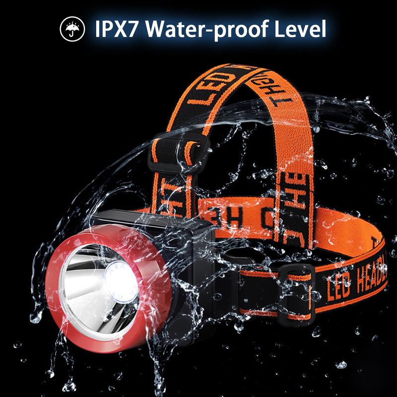 Outdoor Running Headlamp Waterproof Head Lamps for Camping/Hunting/Hiking/Fishing 5200mAh Rechargeable Led Headlights 5.1oz Lightweight Hands Free for Adults