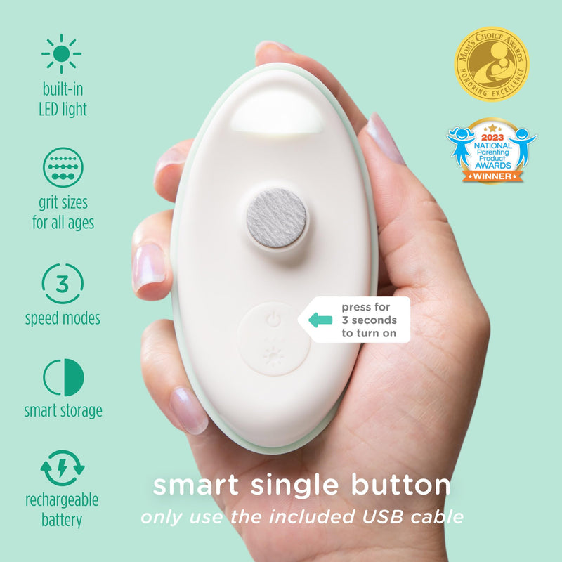Olababy Rechargeable Electric Baby Nail Trimmer | Newborn Nail Clipper | Electronic File for Babies | Infant/Toddler Nail Grooming Kit | Portable Manicure Essentials | LED Light Fingernail Cutter Set White