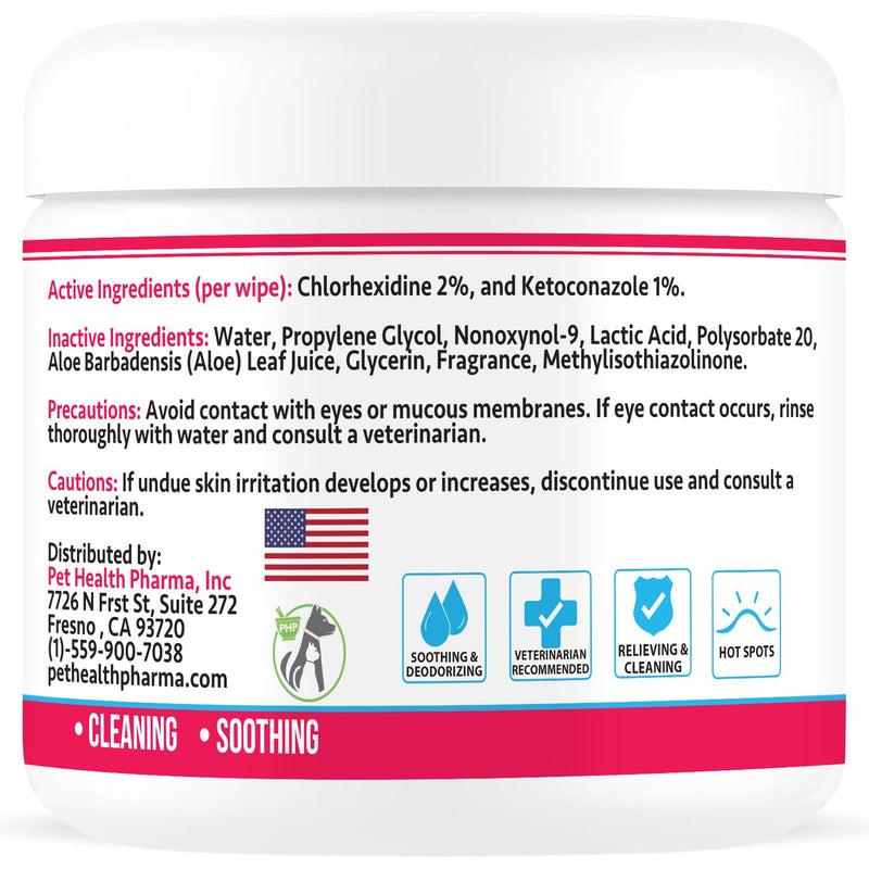 Truseb Topical for Dogs, Cats and Horses - with Aloe for Cleansing (Ketoconazole & Chlorhexidine Wipes, 100 count) Ketoconazole & Chlorhexidine Wipes - BeesActive Australia