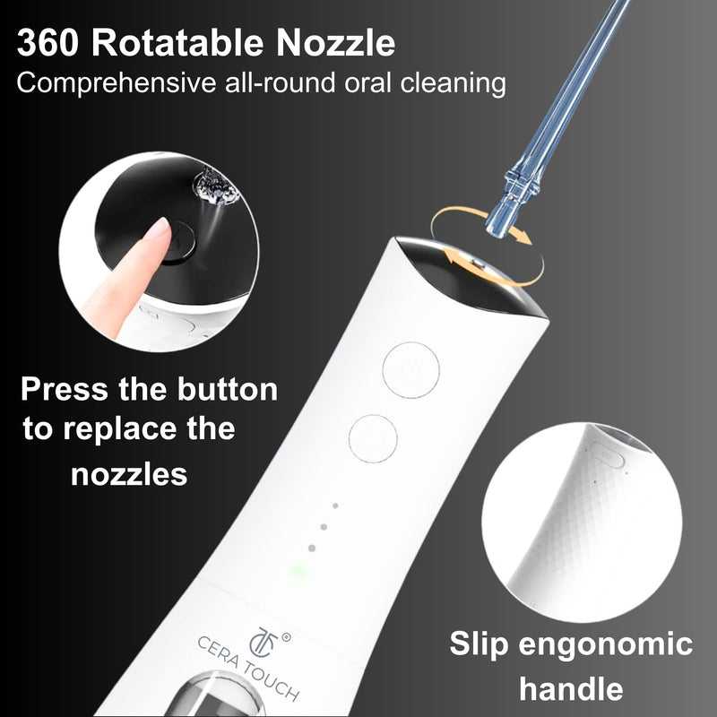 Water Flosser for Teeth Cleaning and Flossing | 4 Modes Rechargeable Cordless Oral Irrigator | IPX7 Waterproof | 300ml Water Tank Teeth Cleaner | Portable Electric Dentel Flossers for Home and Travel