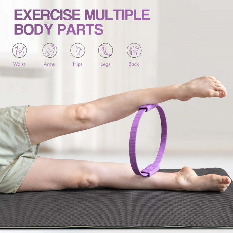 Pilates Ring Circle, 13.5" Magic Circle Ring for Women, Flexible Resistance Exercise Equipment for Toning Thighs, Legs, Arms & Core Purple