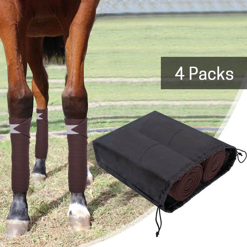 Polo Leg Wraps, Equine Polo Wraps Set of 4, Horse Leg Bandages, Polar Fleece Horse Leg Wraps for Horseman, Equestrian, Horse Trainer Coffee - BeesActive Australia