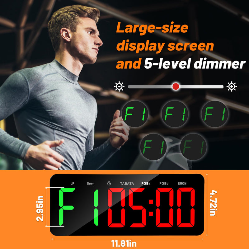 Upgraded Gym Timer Clock for Tabata/FBG/EMOM - Large Workout Clock for Home Gym with Remote Control, Count Down & Up | Stopwatch, Fitness Digital Timer for Home/Yoga/Boxing/Garage - BeesActive Australia
