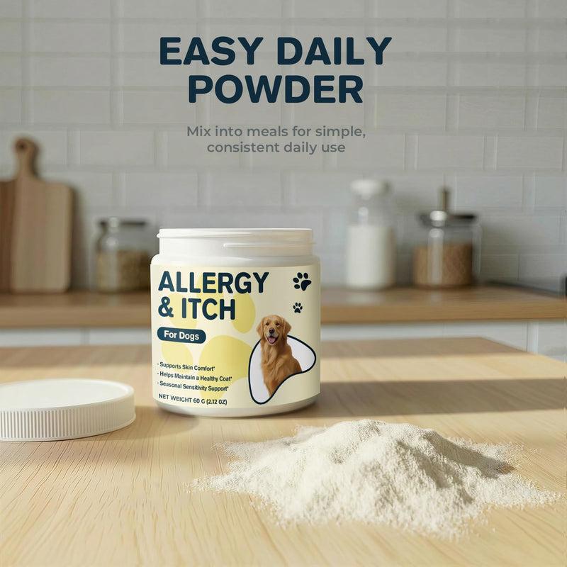 Manuka Honey for Dogs, Allergy & Itch Support Powder for Dogs, Helps Relief Itchy Skin, Supports Skin Comfort & Coat Health with Quercetin, Colostrum & Probiotics, 60 g