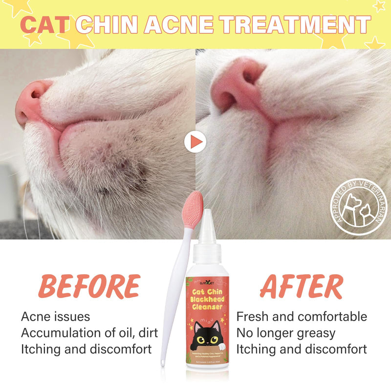 Cat Chin Care Kit: Blackhead Cleanser & Clean Brush Combo - Gentle Skincare for Feline Chin Acne Relief & Clearer Skin, 2.03(fl oz) - BeesActive Australia