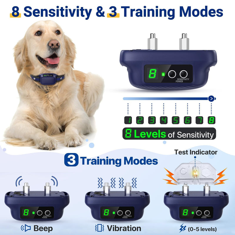 Dog Bark Collar, Automatic Barking Collar with Beep Vibration,Rechargeable Anti Bark Collar with Adjustable 8 Sensitivity,Smart Bark Training Collars for Large Medium Dogs(Midnight) Midnight - BeesActive Australia