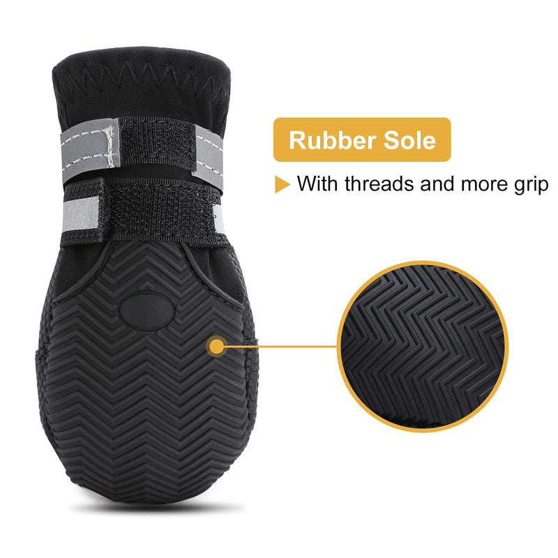 Winter Snow Dog Boots Neoprene Nonslip Rubber Sole Dog Shoes for Medium Large Dogs Black (Warm Lining) M ( 2.17" width ) - BeesActive Australia