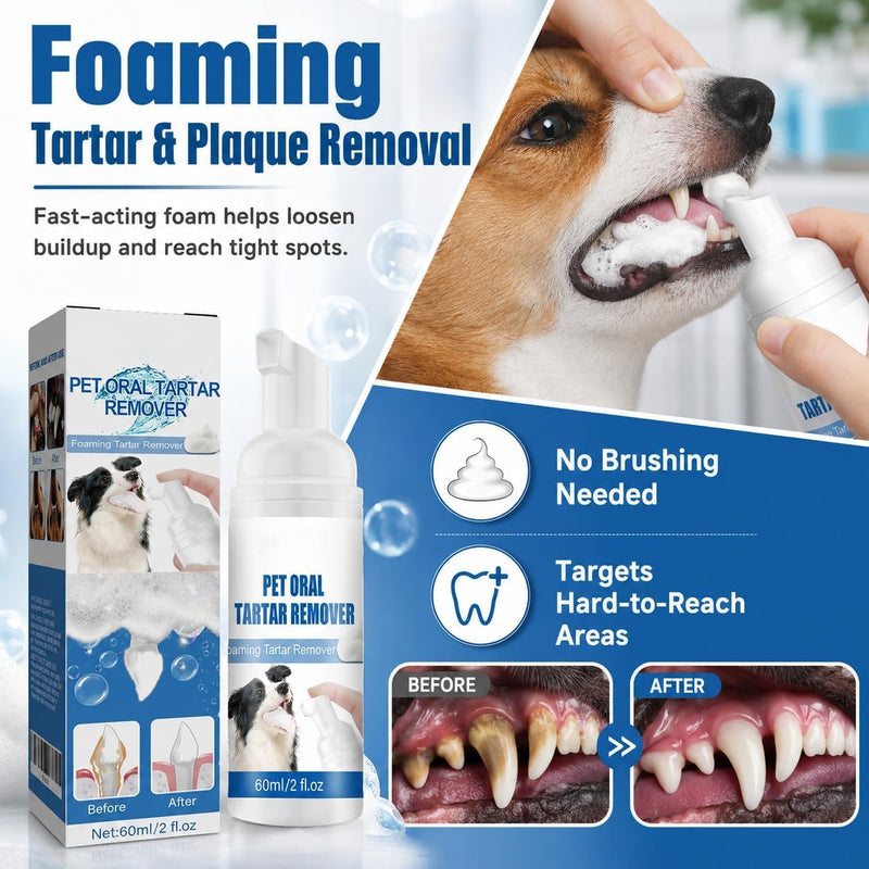 Pet Oral Tartar Remover Spray for Dogs & Cats – Foaming Dental Care Spray for Tartar & Fresh Breath, Reduce Tartar for Cats and Dogs, Easy-to-Use Pet Teeth Cleaning Solution (1 Bottle)