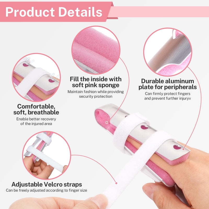 Finger Splint,5PCS Finger Splints for Broken Finger,Pinky Finger Support Brace, Mallet Finger Brace for Broken Fingers Straightening,Pink Pink，S*1,M*2,L*2 - BeesActive Australia
