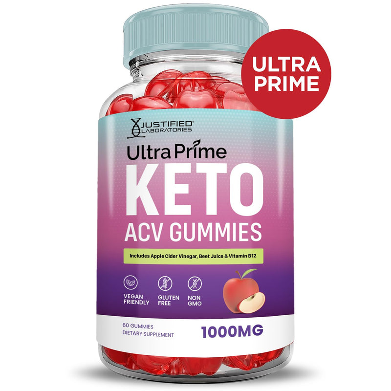Ultra Prime Keto ACV Gummies Advanced Formula 1000MG UltraPrime Keto Gummies Apple Cider Vinegar Formulated with Pomegranate Beet Juice Powder B12 Vegan Non GMO 60 Gummys 60 Count (Pack of 1)