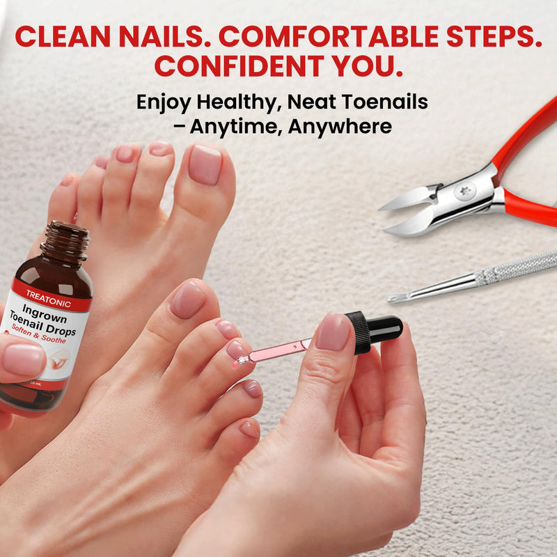 Treatonic Ingrown Toenail Treatment Kit – Nail Softening Drops & Precision Clippers Removal Set for Ingrown Toenail Care, Thick Curved Nails, Hard-to-Trim Toenails – Ingrown Toenail Tool for Home Use Ingrown Toenail Kit - BeesActive Australia