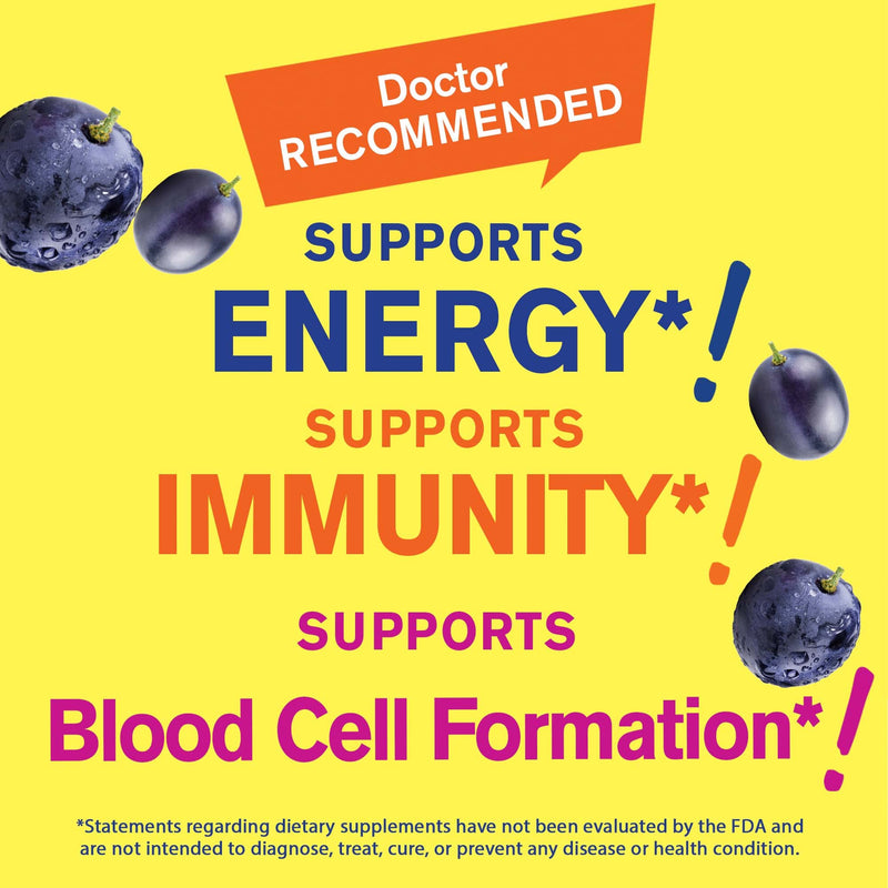 WellYeah Iron Gummies with Vitamin C -Anemia and Cellular Energy Support, Promotes Red Blood Cell Formation - Energy & Immune System Support -Natural Grape Flavor-60 Gummies