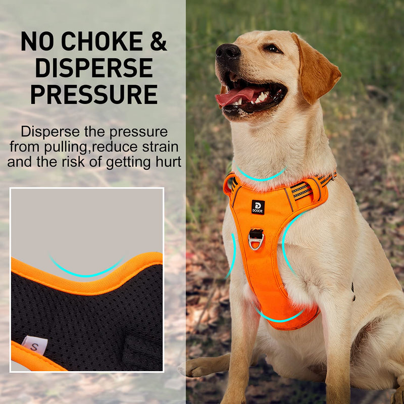 Dog Harness for Large Dogs, Anti Pull Harness No Pull Reflective Breathable Harness Dogs Lightweight Chest Harness Large Medium Dog Safety Harness Soft Orange L L (Pack of 1) - BeesActive Australia
