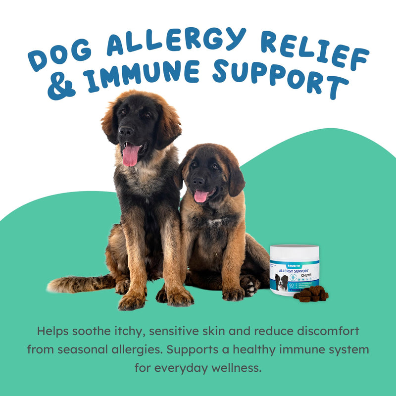 Dog Allergy Chews 90ct - Daily Itch & Allergy Relief Soft Chews with Salmon Oil, Turmeric, Colostrum & Probiotics for Skin & Coat Health