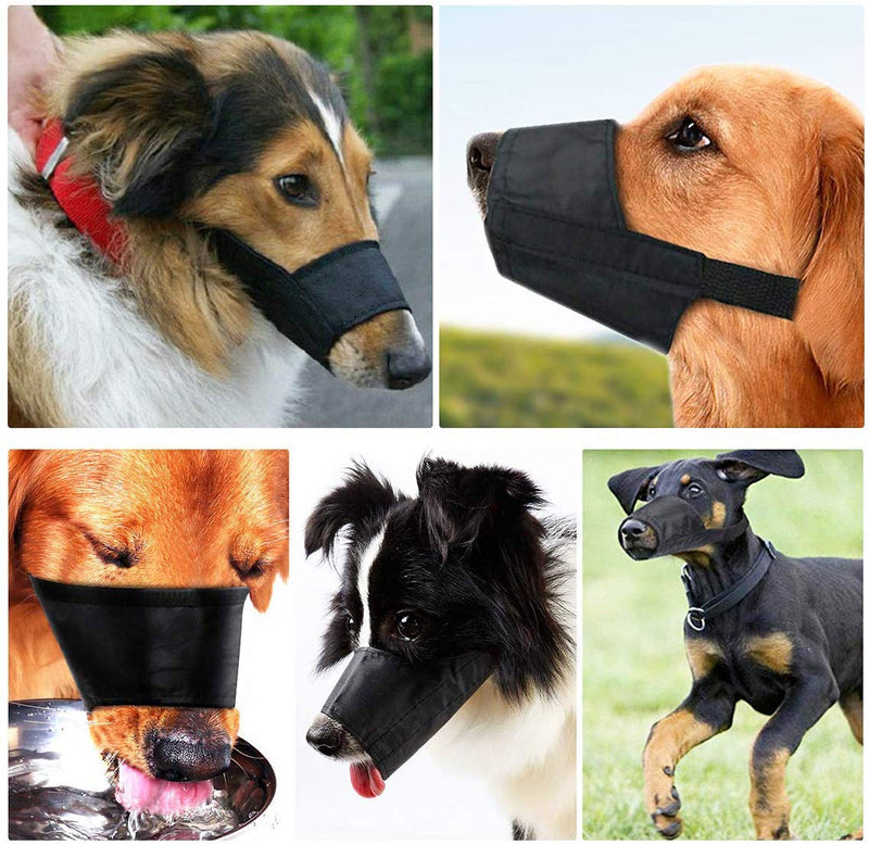 Amacoam Dog Muzzle Nylon Pack of 7 Adjustable Breathable Safety Muzzle Dog for Small Dogs Medium Dogs Large Dogs Anti-Bite Anti-Barking Anti-Chewing Safety Protection, Black - BeesActive Australia