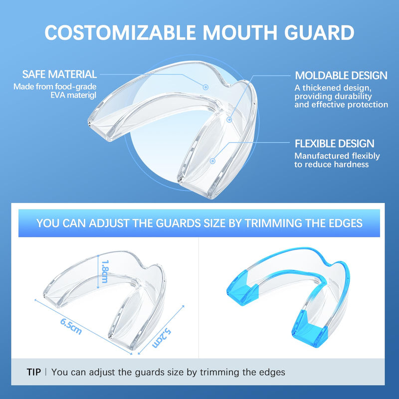 Mouth Guard for Grinding Teeth at Night 6 Pack (One Size), Night Guards for Teeth Grinding, Moldable Bite Guard for Teeth Clenching Nighttime with Mirror - BeesActive Australia