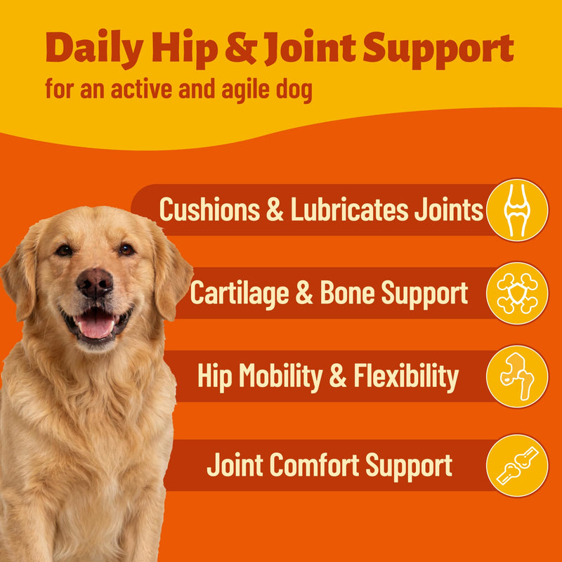 220g Joint Supplement for Dogs - Hip & Joint Health with MSM,Fish Oil,Glucosamine for Dog Chews - Advanced Mobility Support for All Breeds and Ages - Chicken Flavor
