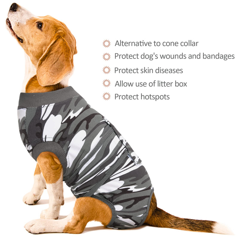 Kuoser Hundebody Nach Op, Hundebody Nach Kastration Rüde Hündin,Hundebody Nach Op Hündin, Atmungsaktiv Body Für Hunde Nach Op,Leckschutz Hund, Anti-Wundlecken Op Body Hund,Tarnung XL XL (1er Pack) Graue Tarnfarbe - BeesActive Australia