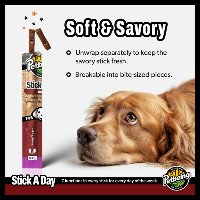 Stick a Day | Specially Formulated 7-in-1 Functions Daily Real Meat Supplement for Dogs | Dog Chew Stick & Pet Vitamins Supplements Combination (7-Pack x 4, Beef) 1 Count (Pack of 28) - PawsPlanet Australia