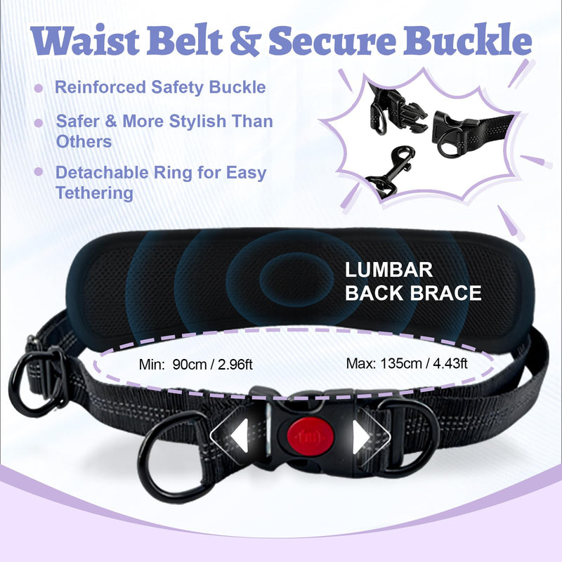 Hands Free Double Dog Leash for Two Dogs- No Tangle No Pull Dual Leash with Padded Adjustable Waist Belt & Reflective Stitching - Ideal for Running, Jogging, Hiking with Medium & Large Breeds Blue - BeesActive Australia
