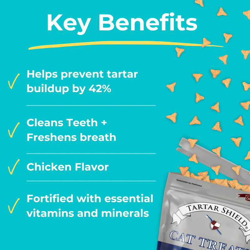 Tartar Shield Cat Treats | Daily Dental Treats | Cleans Teeth & Gums Fresh Breath Natural Oral Health Support | Wholesome & All-Natural Bites | USA Made | Tasty Chicken Flavor - BeesActive Australia