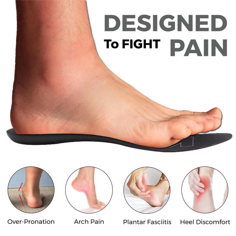 Ultra-Thin Plantar Fasciitis Insoles Designed for Comfort & Maximum Pain Relief, Ideal for Dress Shoes & Boots | Black (Men's 10-10.5, Women's 11.5-12) 10 – 10.5 Men / 11.5 – 12 Women Black - Ultra-thin for Dress Shoes & Boots