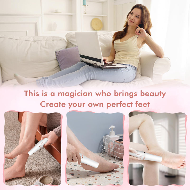 Electric Foot File and Callus Remover,Professional Pedicure Tools for Dry, Calluses, Dead, Cracked, Hard Skin,Equipped with 2 Grinding Heads and 1 Cleaning Brush - BeesActive Australia